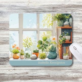 Mousepad Tapete de Mesa Casa Botânica Cacto Suculento