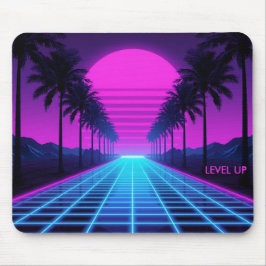 Mousepad Tapete de Mesa Neon Vaporwave dos Anos 80 com Palm