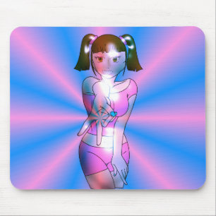 Mousepad Tapete de Mouse Anime Cyber Menina Y2K Estrela Ros