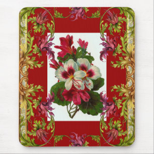 Mousepad Tapete de Mouse Antigo Floral Vermelho