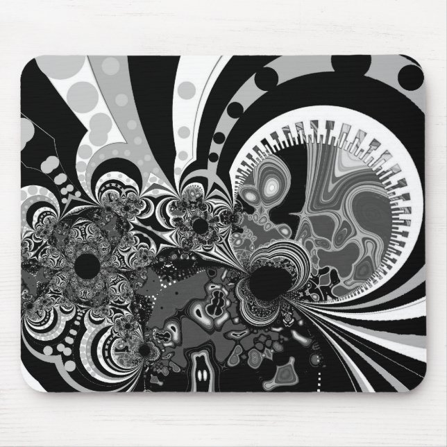 Mousepad Tapete de Mouse Arte Moderna Preto Branco (Frente)