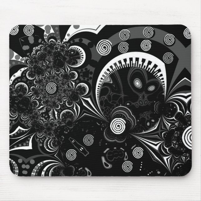 Mousepad Tapete de Mouse Arte Moderna Preto Branco 2 (Frente)