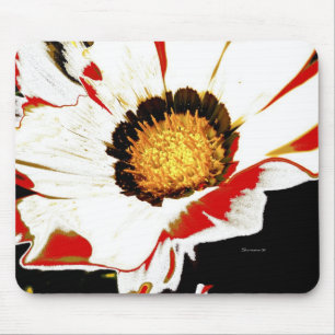 Mousepad Tapete de Mouse Branco Flor Vermelha