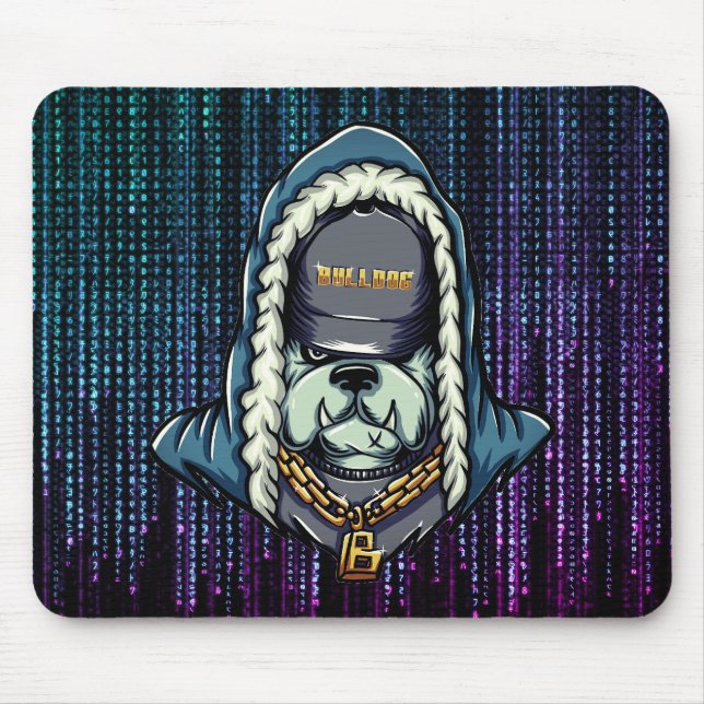 Mousepad Tapete de Mouse Bulldog Cyberpunk Neon (Frente)