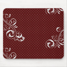 Tapete de Mouse Burgundy com Bolinhas Brancas e Fl