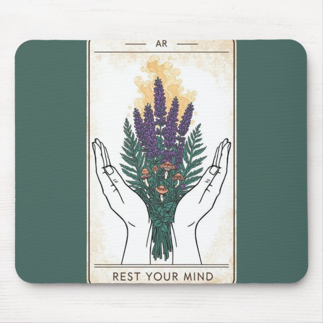 Mousepad Tapete de Mouse Carta Tarot Retro para Descansar a (Frente)