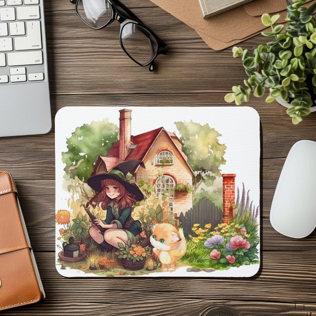 Mousepad Tapete de Mouse da Bruxinha e da Raposa Fofa (Criador carregado)