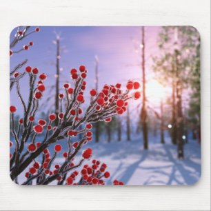 Mousepad Tapete de Mouse de Azevinho no Gelo