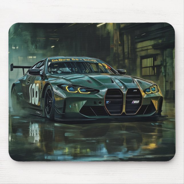 Mousepad Tapete de Mouse de Corrida de Carros GT - Verde Es (Frente)
