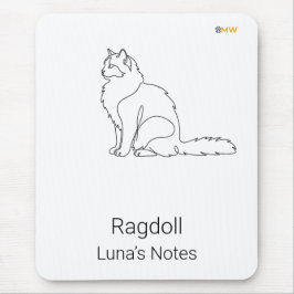 Mousepad Tapete de Mouse de Gato Ragdoll Minimalista com No