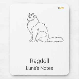 Mousepad Tapete de Mouse de Gato Ragdoll Minimalista com No