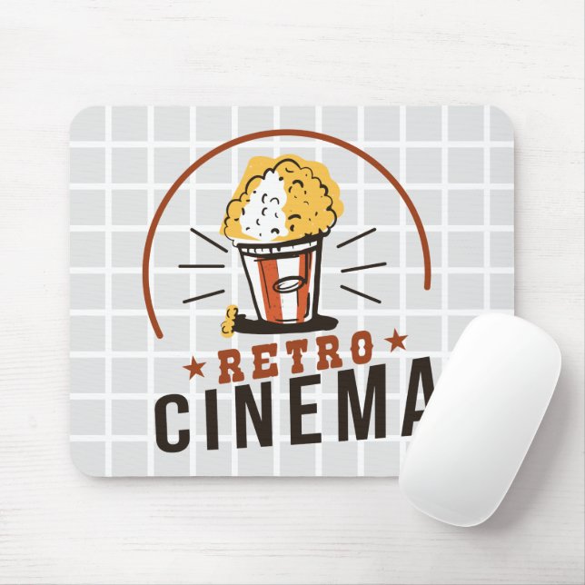 Mousepad Tapete de Mouse de Grade de Pipoca de Cinema Retrô (Com mouse)