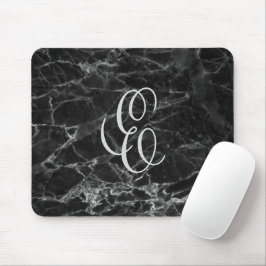 Mousepad Tapete de Mouse de Mármore Preto com Inicial Perso