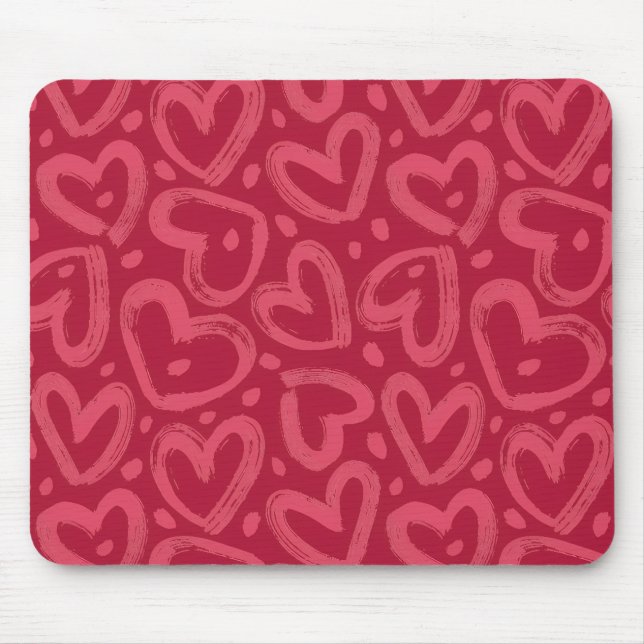 Mousepad Tapete de Mouse Estético Corações Rosas (Frente)