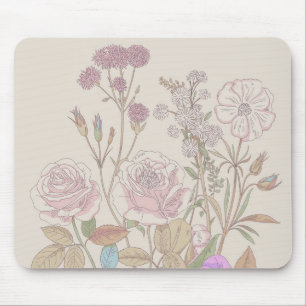 Mousepad Tapete de Mouse Floral Jardim Botânico Vintage