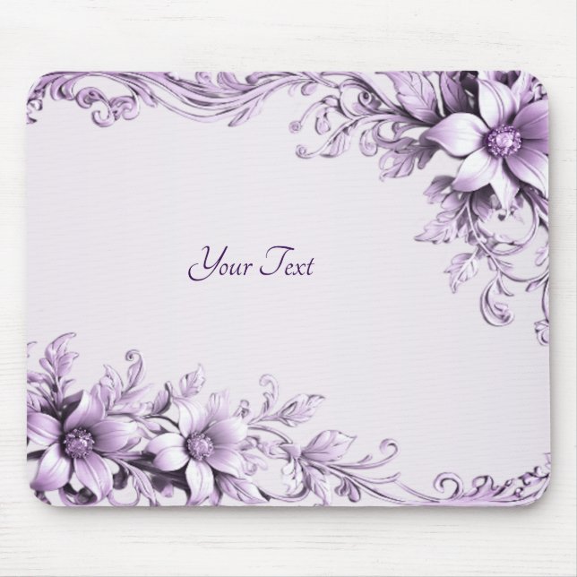 Mousepad Tapete de Mouse Flores Roxas Elegantes (Frente)