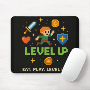 Mousepad Tapete de Mouse Gamer Level Up – Estilo Pixel Retr