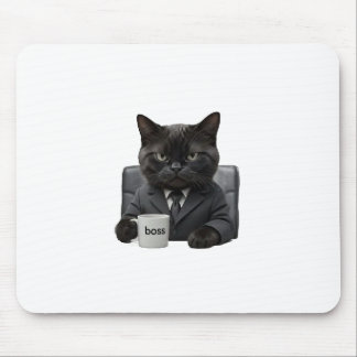 Mousepad Tapete de Mouse Gato Chefe Mal-Humorado Engraçado