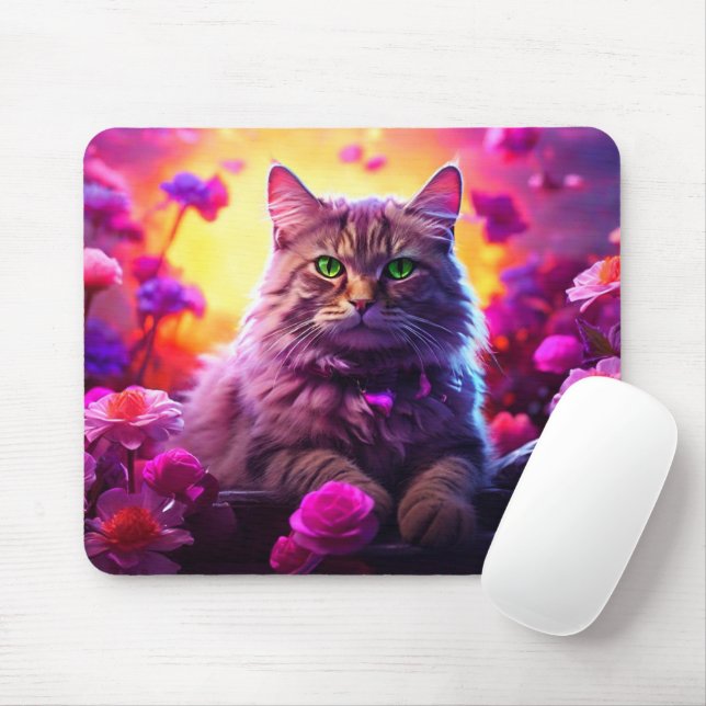 Mousepad Tapete de Mouse Gato Roxo – Presente Perfeito para (Com mouse)