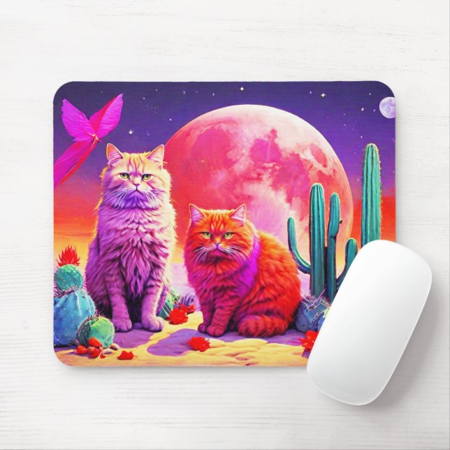 Mousepad Tapete de Mouse Gato Roxo – Presente Perfeito para (Com mouse)