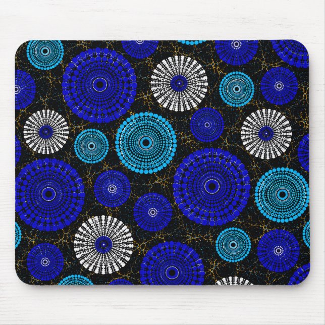 Mousepad Tapete de Mouse Geométrico Explosão Solar Azul Afr (Frente)