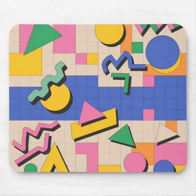 Mousepad Tapete de Mouse Geométrico Retro no Estilo Memphis (Frente)