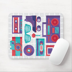 Mousepad Tapete de Mouse Grade Elementos Retro dos Anos 80