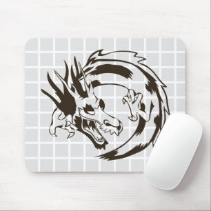 Mousepad Tapete de Mouse Grid Arte de Linha de Dragão Asiát