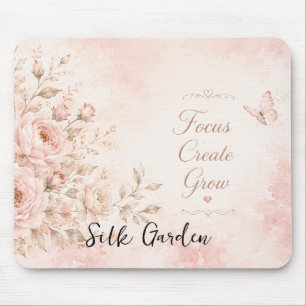 Mousepad Tapete de Mouse Jardim de Seda Rosa Floral