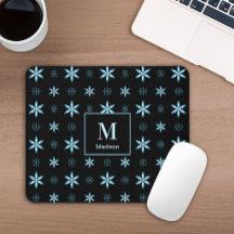 Tapete de Mouse Monograma Floral Geométrico Azul M