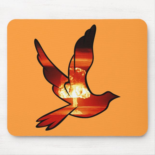 Mousepad Tapete de Mouse Nuvem de Cogumelo Pomba Atômica (Frente)