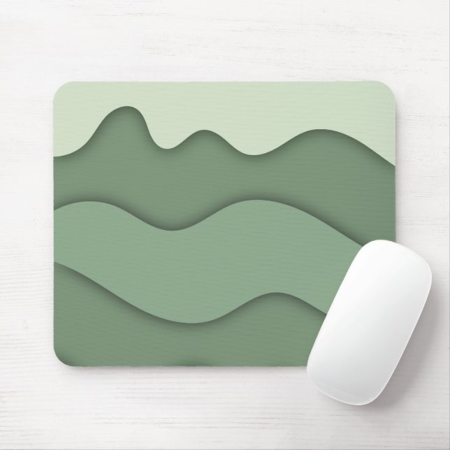 Mousepad Tapete de Mouse Ondulado de Hortelã e Sage Moderno (Com mouse)