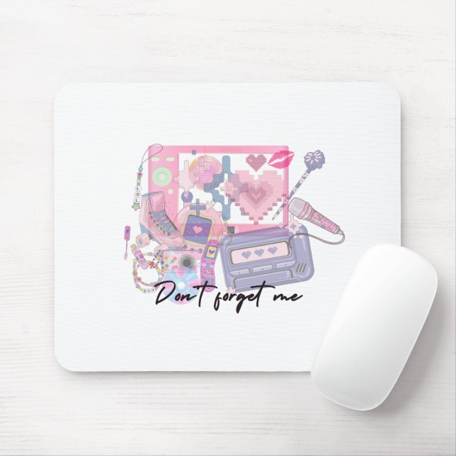 Mousepad Tapete de Mouse Rosa Y2K Kawaii | Decoração de Mes (Com mouse)