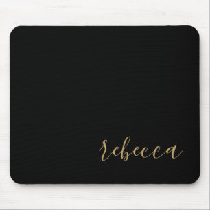 Mousepad Tapete de Mouse Simples Preto e Dourado Moderno