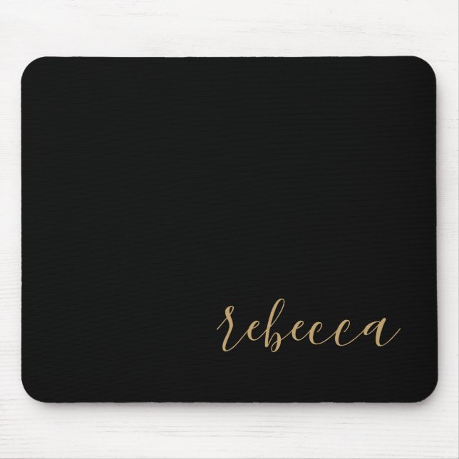 Mousepad Tapete de Mouse Simples Preto e Dourado Moderno (Frente)