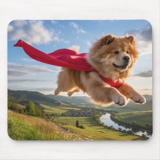 Mousepad Tapete de Mouse Super-Herói Chow Chow (Frente)