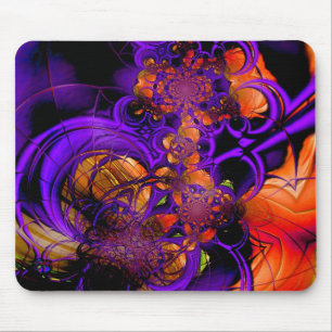 Mousepad Tapete de Rato Abstrato Metal Roxo Laranja Crochê