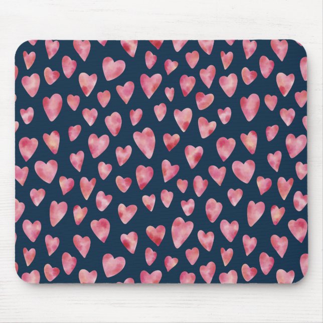 Mousepad Tapete de Rato Aquarela Rosa Azul Escuro (Frente)