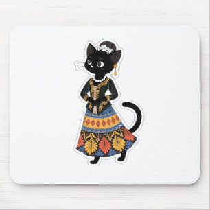 Mousepad Tapete de Rato Arte de Batik de Gato Preto