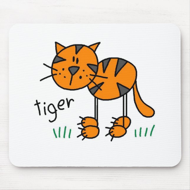 Mousepad Tapete de Rato com Figura de Tigre em Stick Figure (Frente)