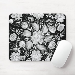 Mousepad Tapete de Rato de Arte Popular Preto e Branco Mono