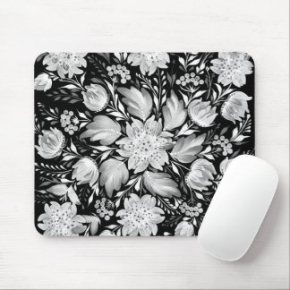Mousepad Tapete de Rato de Arte Popular Preto e Branco Mono