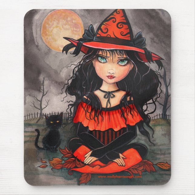 Mousepad Tapete de Rato de Bruxa de Halloween (Frente)