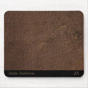 Mousepad Tapete de Rato de Couro Marrom Personalizado com I