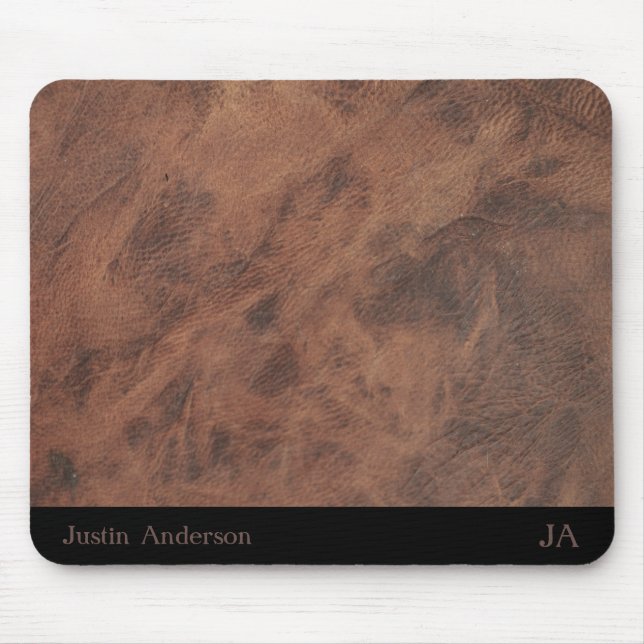 Mousepad Tapete de Rato de Couro Marrom Personalizado com I (Frente)