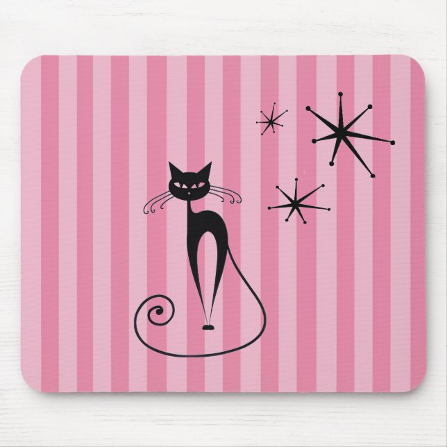 Mousepad Tapete de Rato de Gato Preto Atômico de Meados do  (Frente)
