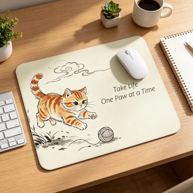 Mousepad Tapete de Rato de Gato Simples com Tinta Oriental  (Criador carregado)