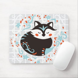 Mousepad Tapete de Rato em Grade de Raposa Enrolada Arte Fo
