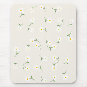 Mousepad Tapete de Rato Floral Margarida Creme
