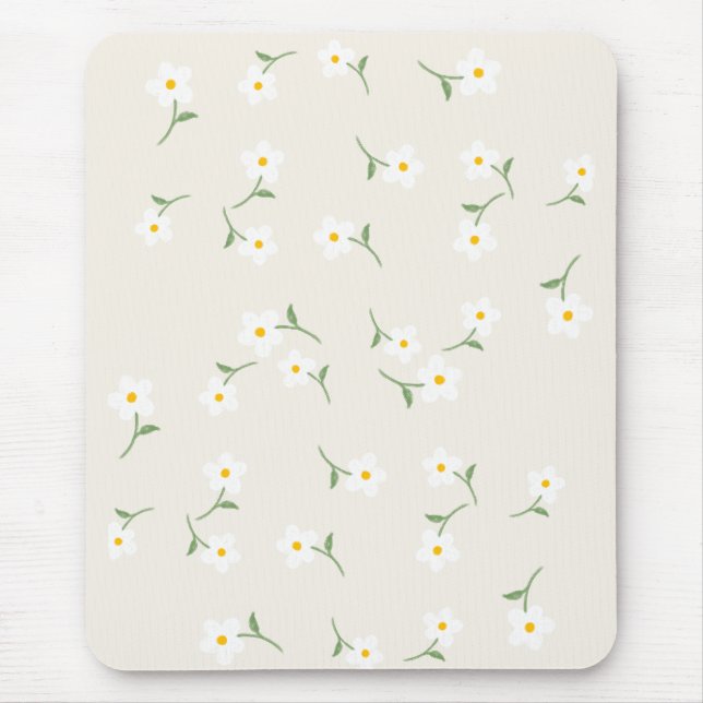 Mousepad Tapete de Rato Floral Margarida Creme  (Frente)